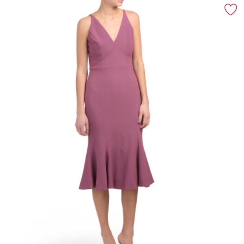 DRESS THE POPULATION Isabelle Orchid‎ Purple Crepe Mermaid Midi Dress XS